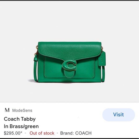 NWT Green Coach Tabby Crossbody - Picture 6 of 9